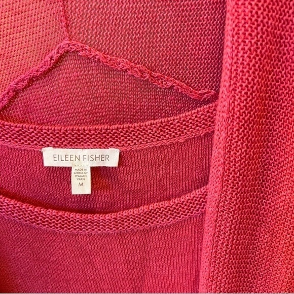 Eileen Fisher 100% Hemp coral pink coordinate knit Set,top and open cardigan - Picture 4 of 16